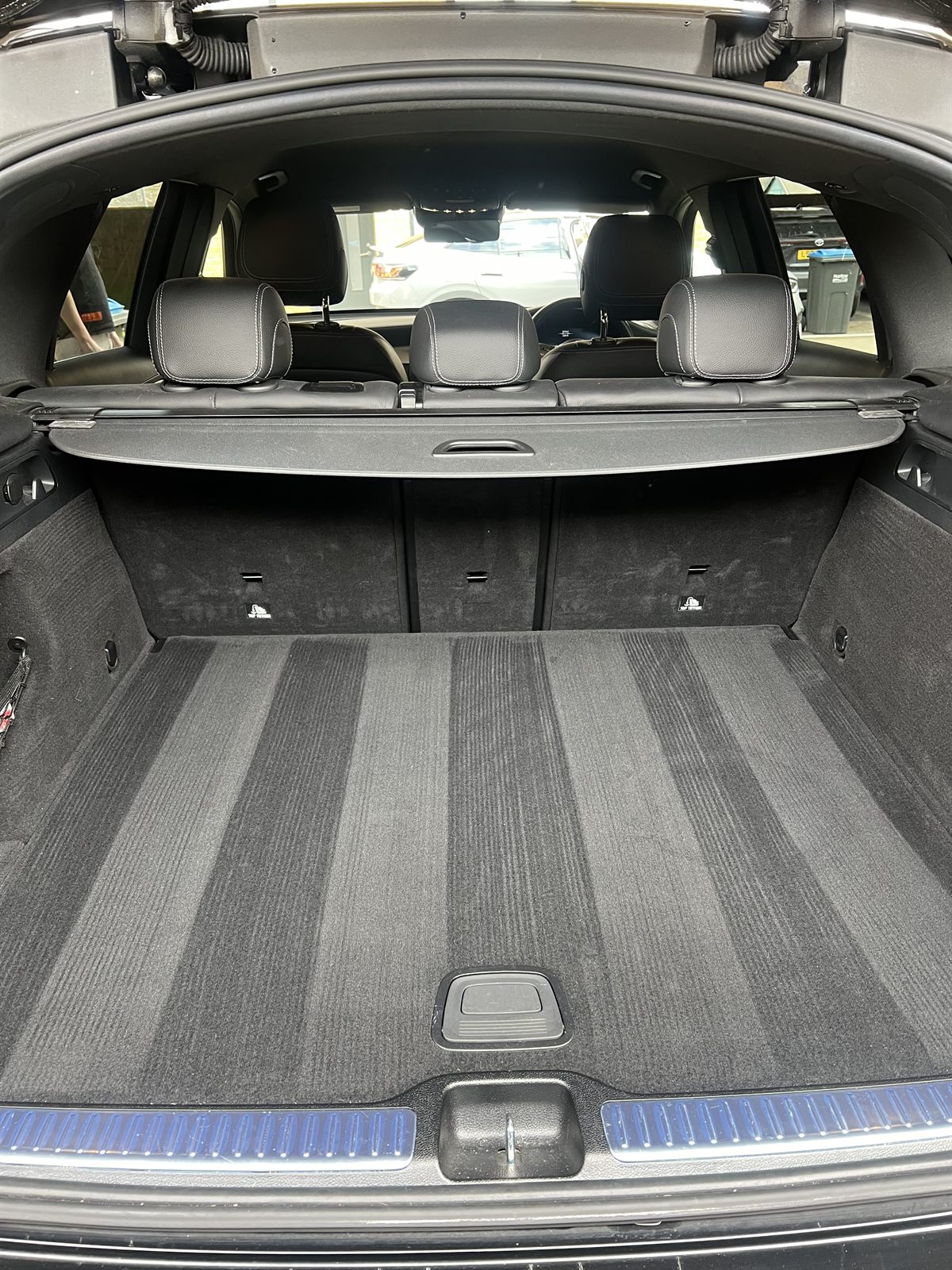 Mercedes boot carpet vacuumed with precise straight lines